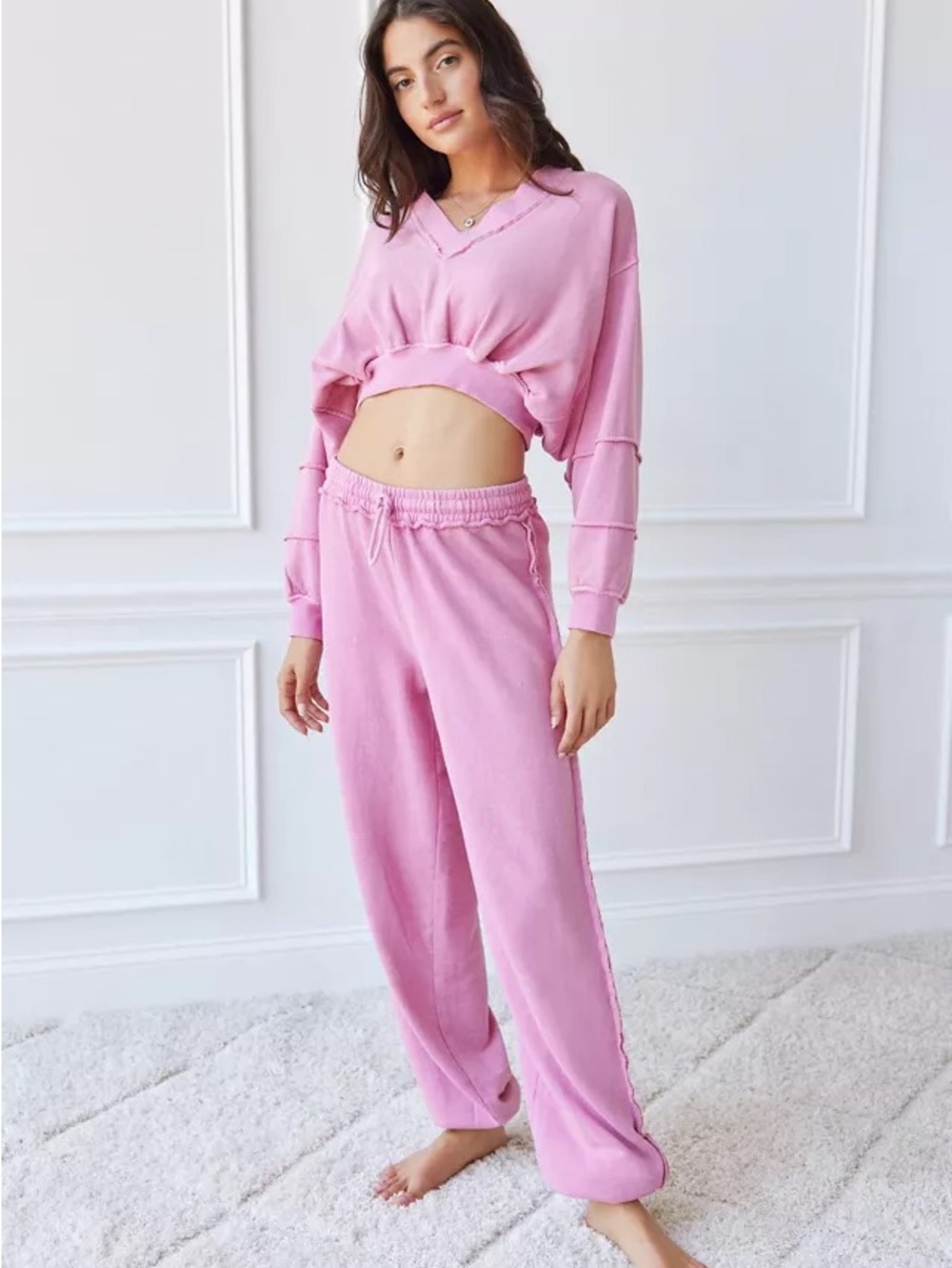 Urban Outfitters Washed Pink Sweatshirt & Jogger Set